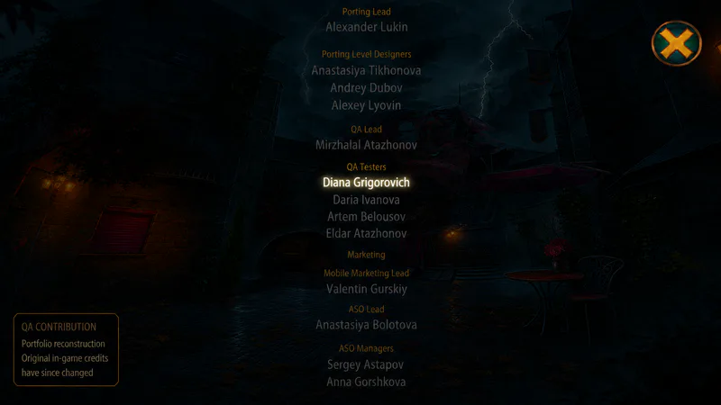Secret City 2 in-game credits