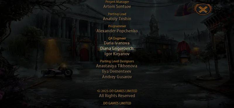 Secret City 3 in-game credits