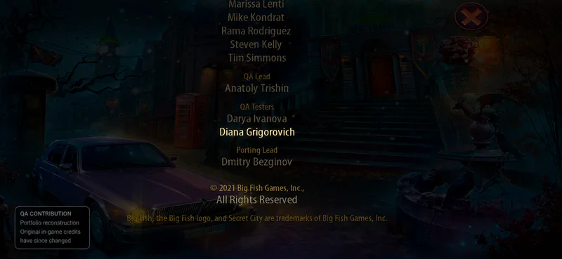 Secret City 5 in-game credits